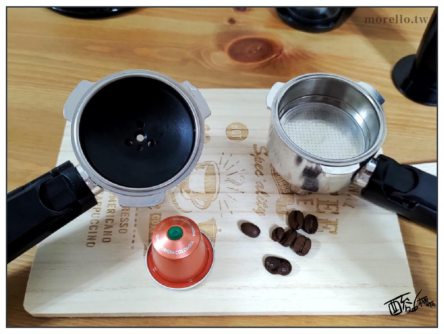 YIRGA CLASSIC 半自動義式咖啡機 的義式咖啡手柄與膠囊咖啡手柄