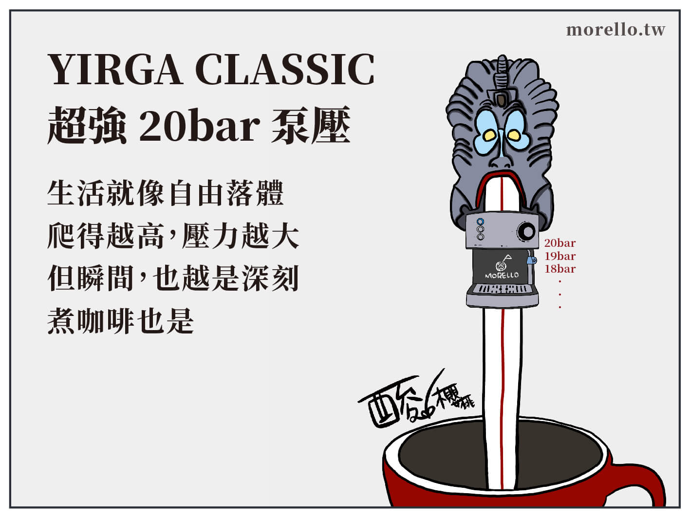 YIRGA CLASSIC 使用超強 20bar 泵壓